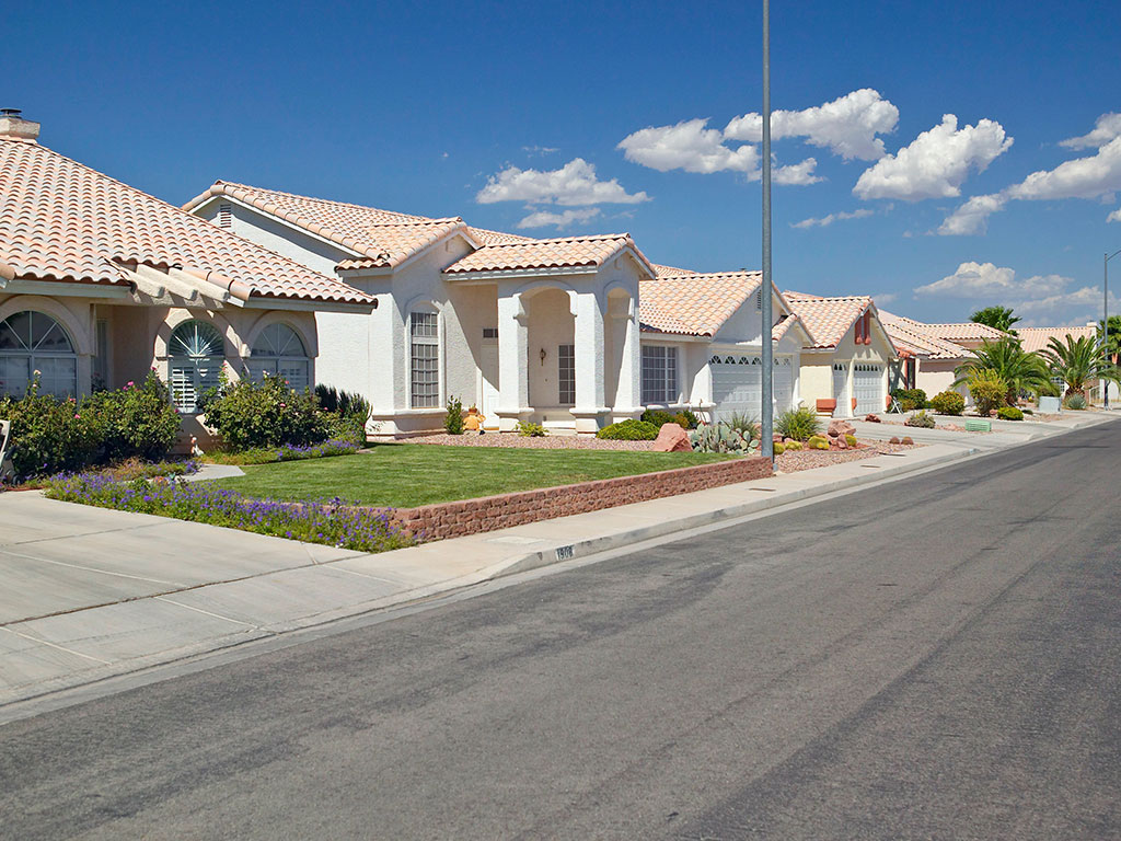 Desert construction of new homes in Clark County, Las Vegas, NV